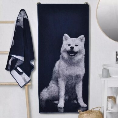 Medvilninis rankšluostis "Akita Inu", 67x150 cm