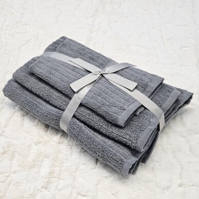 Trijų medvilninių rankšluosčių komplektas "Grey" 1