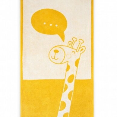 Vaikiškas Egipto medvilnės rankšluostis "Žirafa" (geltonas), 70x130 cm 1